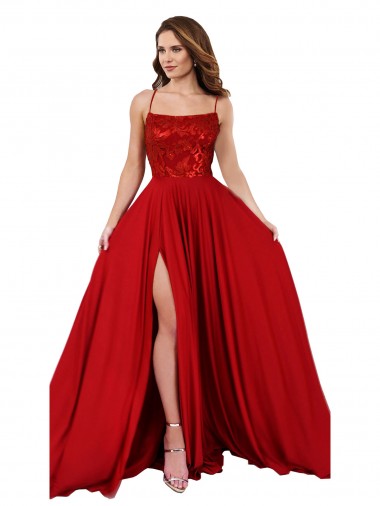 Discount Sleeveless Red Criss Cross Open Back A-Line Spaghetti Straps Prom Dress Canada