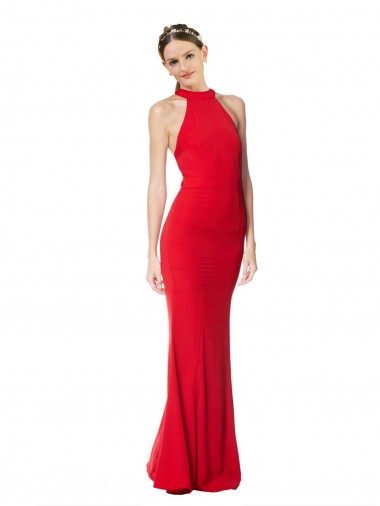 Discount Sleeveless Red Mermaid Halter Neck Prom Dress Canada