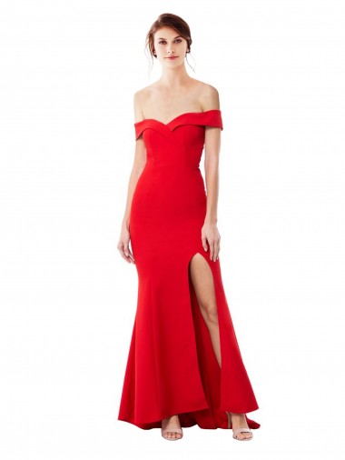Discount Sleeveless Red Mermaid High Neck Stretch Crepe Prom Dress Canada