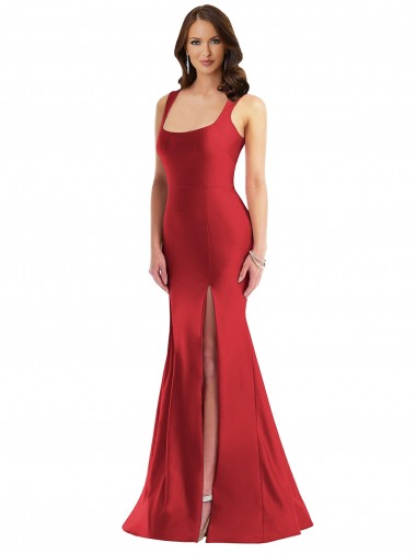 Discount Sleeveless Red Mermaid Square Neck Plus Size Formal Prom Dress Canada