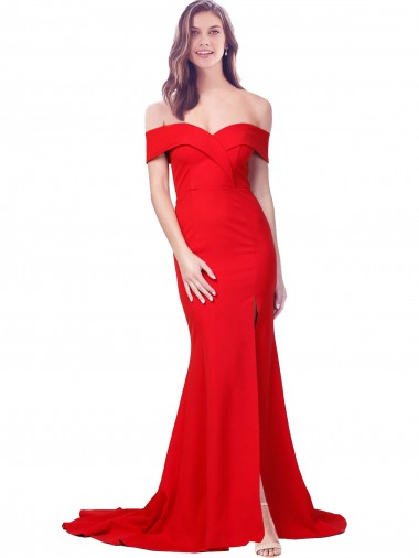 Discount Sleeveless Red Mermaid Sweetheart Stretch Crepe Prom Dress Canada