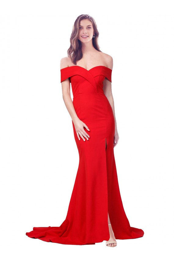 Discount Sleeveless Red Mermaid Sweetheart Stretch Crepe Prom Dress Canada