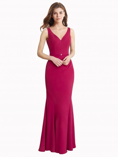 Discount Sleeveless Red V-Back Mermaid V-Neck Prom Dress Canada