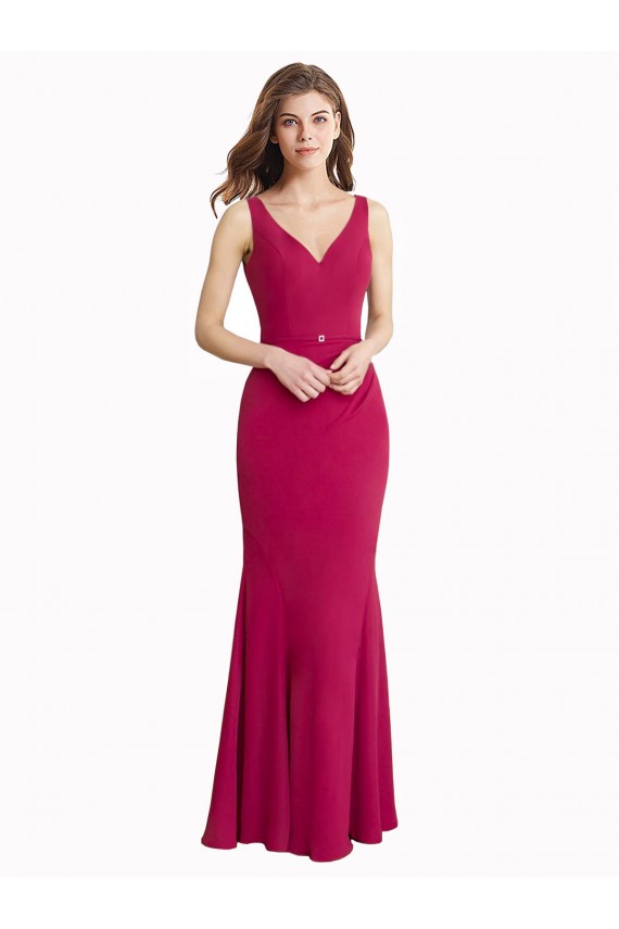 Discount Sleeveless Red V-Back Mermaid V-Neck Prom Dress Canada