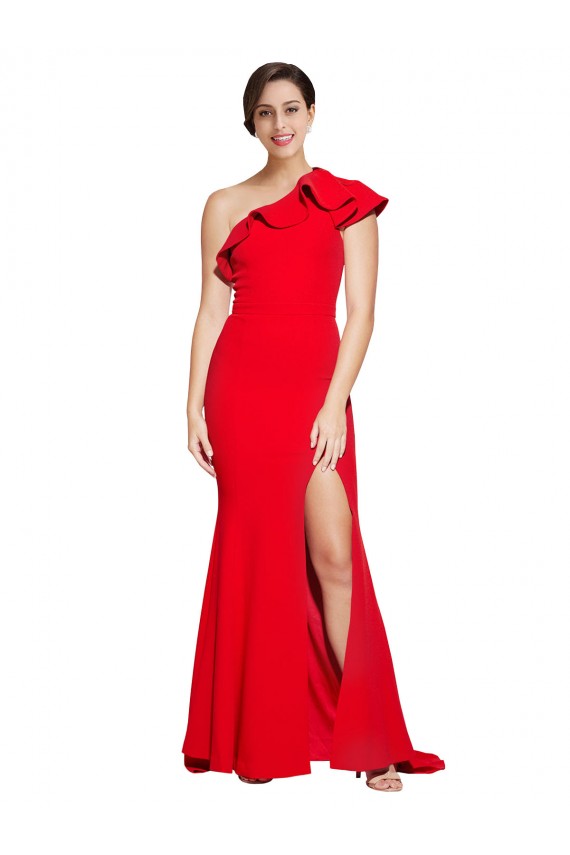 Discount Sleeveless Red Sheath One Shoulder Stretch Crepe Prom Dress Canada