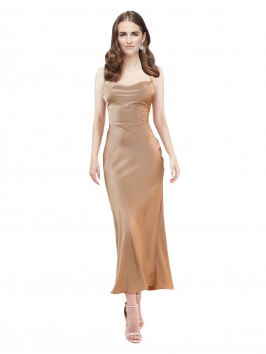 Discount Sleeveless Rose Gold Low Back Sheath Cowl Neck Prom Dress Canada