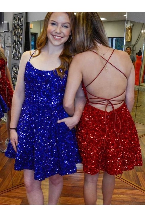 Discount Sleeveless Royal Blue A-Line Spaghetti Straps Prom Dress Canada