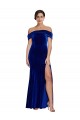 Discount Sleeveless Royal Blue Mermaid Off the Shoulder Stretch Velvet Prom Dress Canada