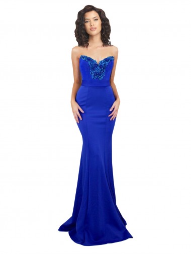 Discount Sleeveless Royal Blue Low Back Mermaid Sweetheart Prom Dress Canada