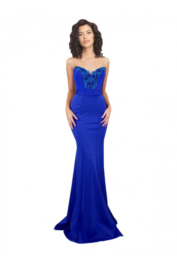 Discount Sleeveless Royal Blue Low Back Mermaid Sweetheart Prom Dress Canada