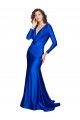 Discount Long Sleeves Royal Blue V-Back Mermaid V-Neck Prom Dress Canada