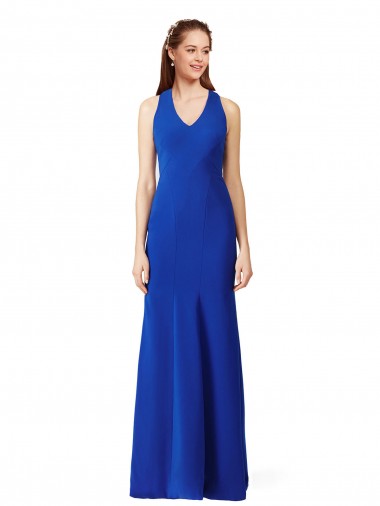 Discount Sleeveless Royal Blue Mermaid V-Neck Prom Dress Canada
