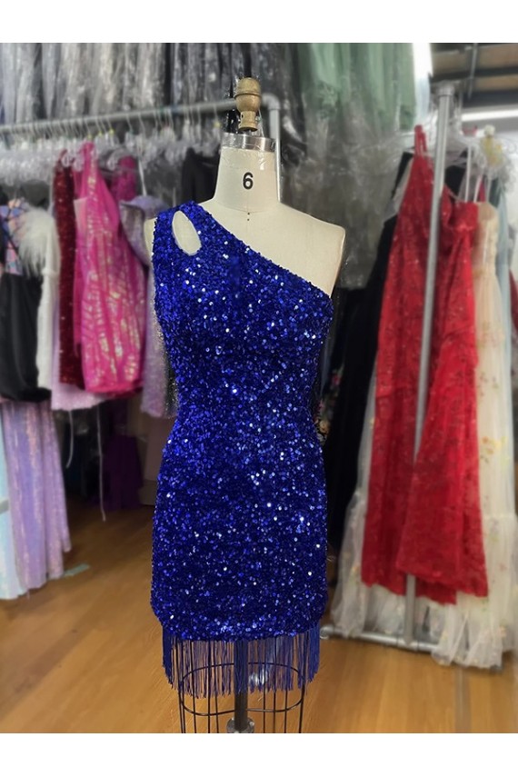 Discount Sleeveless Royal Blue Sheath One Shoulder Homecoming Dress Canada
