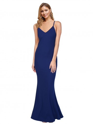 Discount Sleeveless Royal Blue Low Back Sheath V-Neck Prom Dress Canada