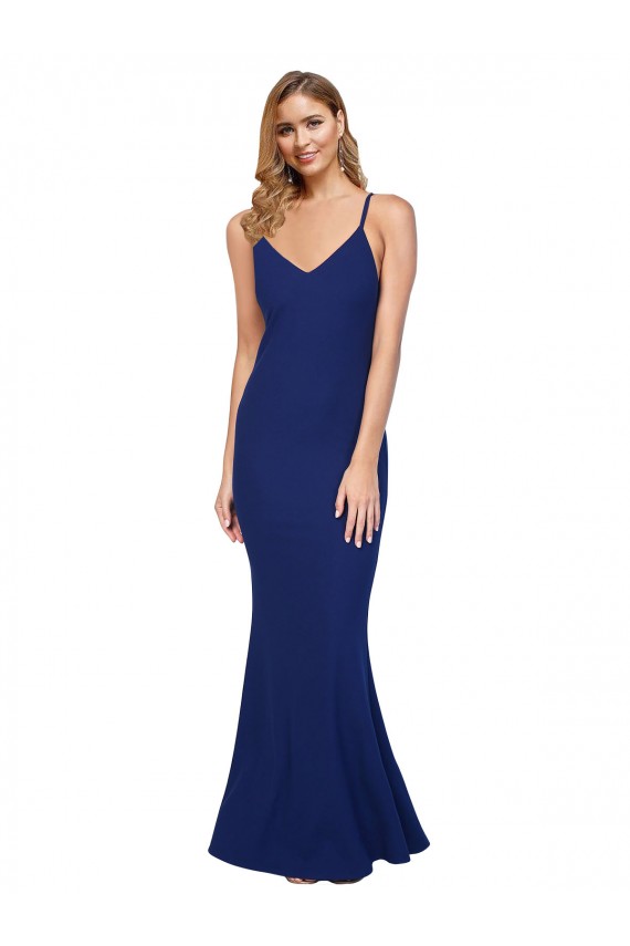 Discount Sleeveless Royal Blue Low Back Sheath V-Neck Prom Dress Canada