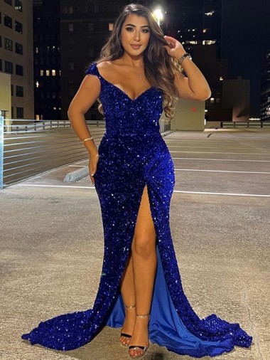 Discount Sleeveless Royal Blue Sheath V-Neck Dress Canada