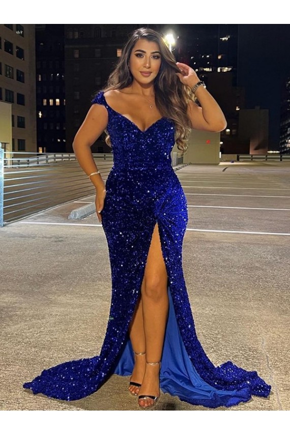 Discount Sleeveless Royal Blue Sheath V-Neck Dress Canada