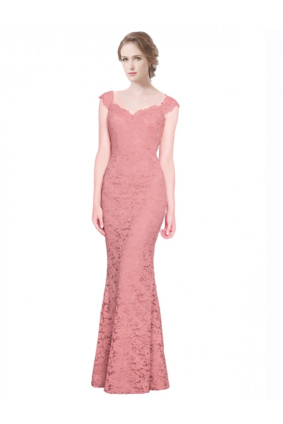 Discount Sleeveless Salmon Mermaid Strapless Lace Prom Dress Canada