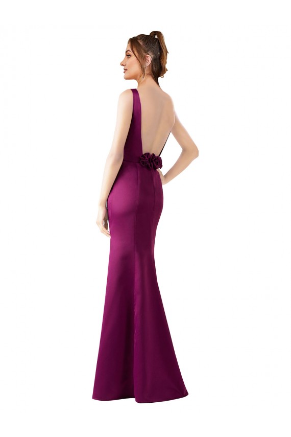 Discount Sleeveless Merlot Open Back Sheath Bateau Neck Black Tie Prom Dress Canada