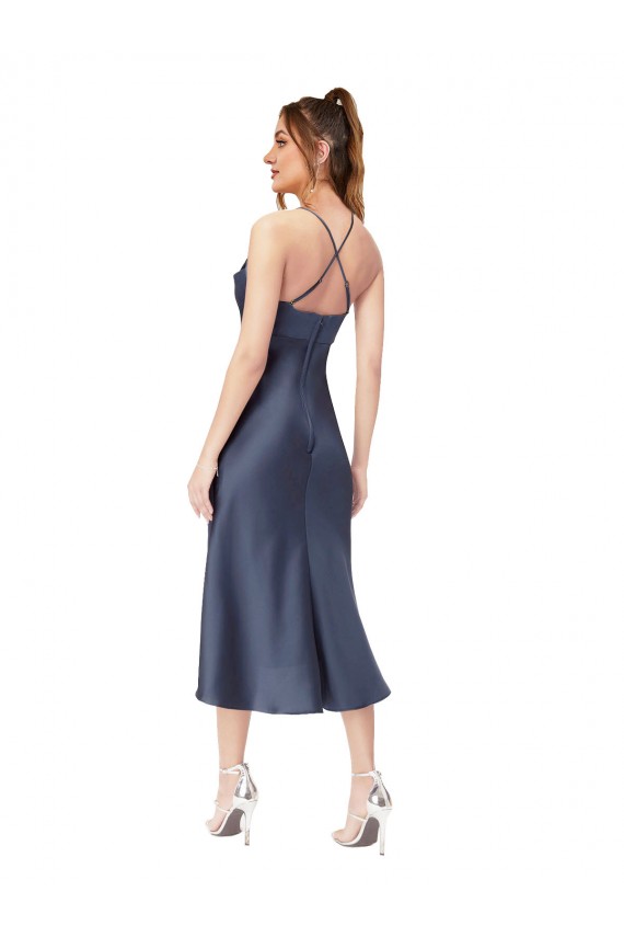 Discount Sleeveless Black Criss Cross Back Sheath Cowl Neck High Low Prom Dress Canada