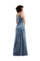 Discount Sleeveless Dusty Blue V-Back Sheath Cowl Neck Prom Dress Canada