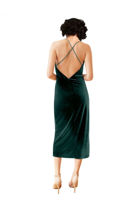 Discount Sleeveless Dark Green Criss Cross Open Back Sheath Spaghetti Straps Prom Dress Canada