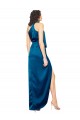 Discount Sleeveless Peacock Blue Sheath Halter Neck Prom Dress Canada