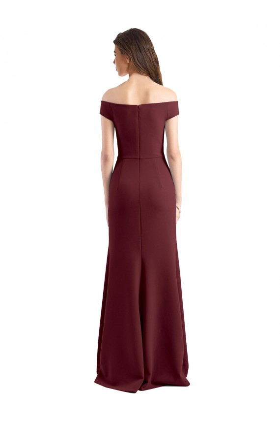 Discount Sleeveless Burgundy Gold Sheath Off the Shoulder Prom Dress Canada