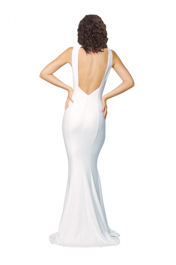 Discount Sleeveless Ivory Low Back Sheath High Neck Prom Dress Canada