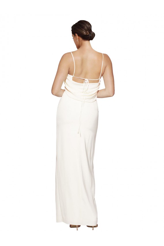 Discount Sleeveless Ivory Low Back Sheath Halter Neck Prom Dress Canada