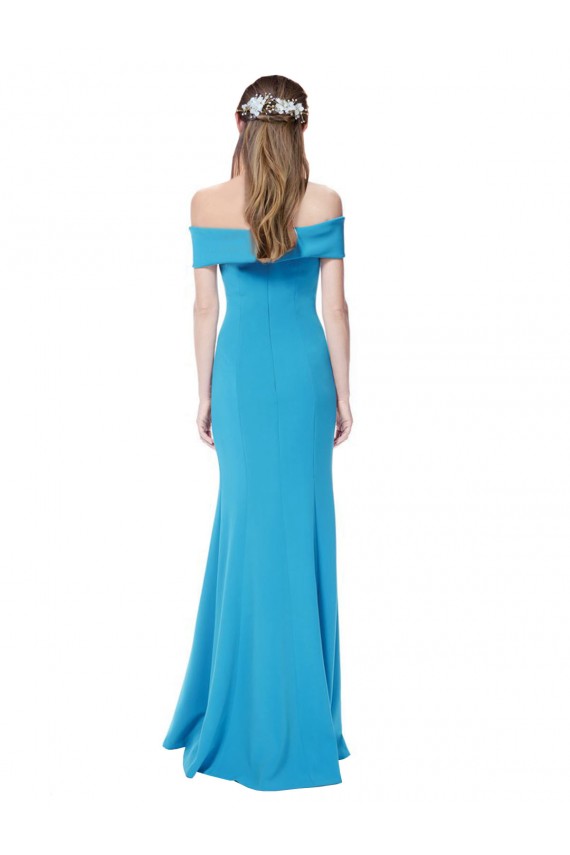 Discount Sleeveless Peacock Blue Sheath Off the Shoulder Prom Dress Canada
