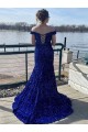 Discount Sleeveless Royal Blue Sheath Off the Shoulder Prom Dress Canada