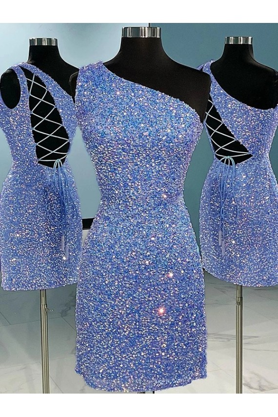 Discount Sleeveless Sheath One Shoulder Velvet Sequin Prom Dress Canada