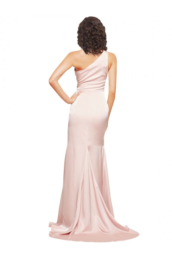 Discount Sleeveless Pink Sheath One Shoulder Black Tie Prom Dress Canada
