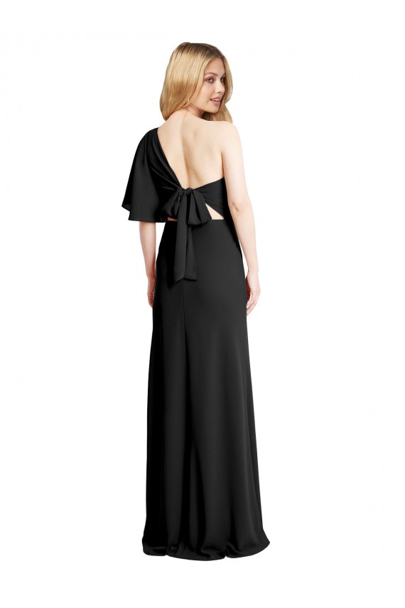 Discount Flutter Sleeves Black Sheath One Shoulder Prom Dress Canada