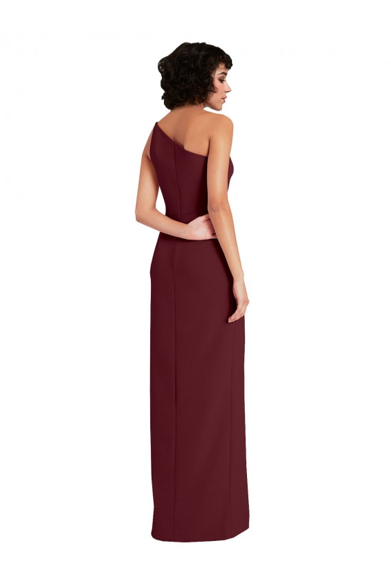 Discount Sleeveless Burgundy Gold Sheath One Shoulder Prom Dress Canada