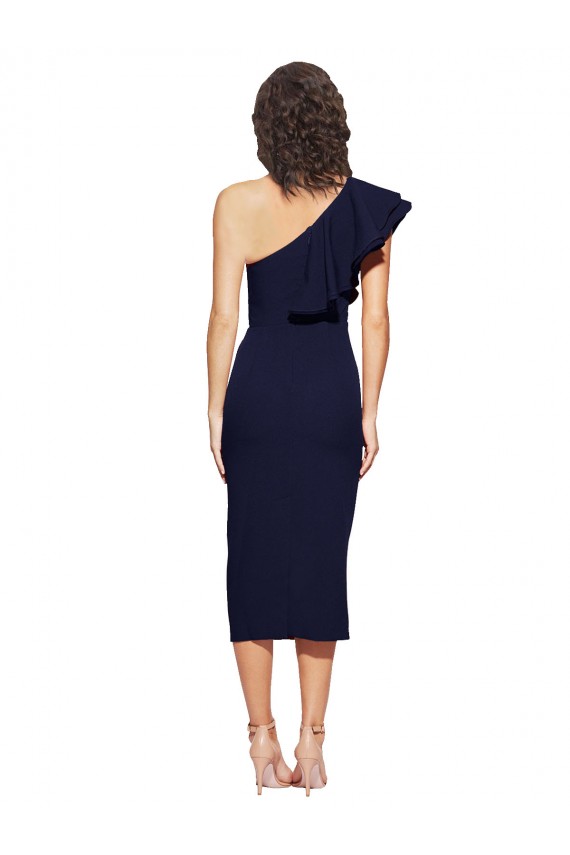 Discount Sleeveless Dark Navy Sheath Stretch Crepe One Shoulder Prom Dress Canada