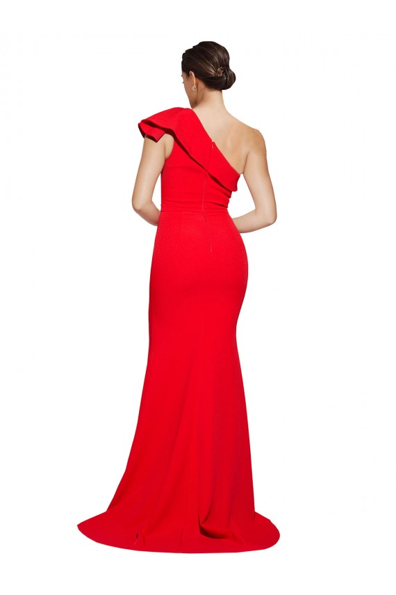 Discount Sleeveless Red Sheath One Shoulder Stretch Crepe Prom Dress Canada