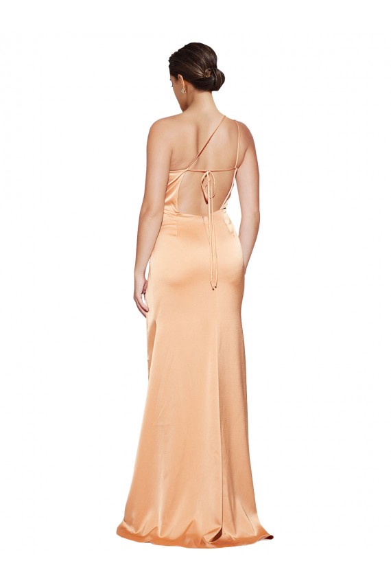 Discount Sleeveless Light Copper Criss Cross Open Back Sheath One Shoulder Prom Dress Canada