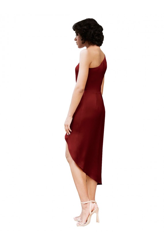 Discount Sleeveless Burgundy Sheath One Shoulder Black Tie Prom Dress Canada