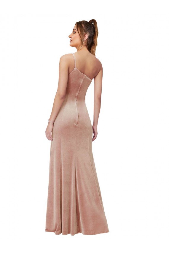 Discount Sleeveless Pink Sheath One Shoulder Stretch Velvet Prom Dress Canada