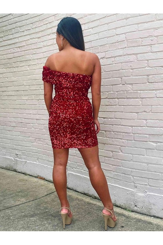 Discount Sleeveless Burgundy Sheath One Shoulder Prom Dress Canada