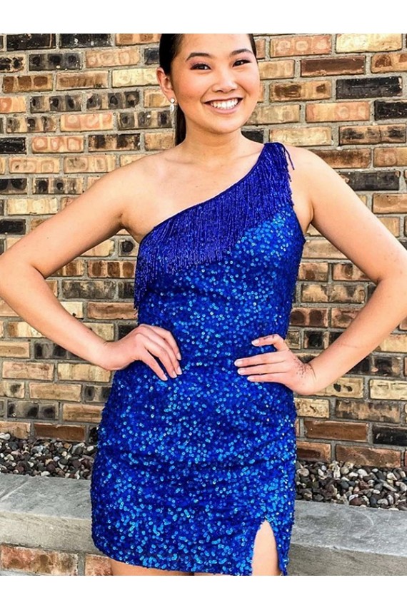 Discount Sleeveless Royal Blue Sheath One Shoulder Homecoming Dresses Canada