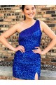 Discount Sleeveless Royal Blue Sheath One Shoulder Homecoming Dresses Canada