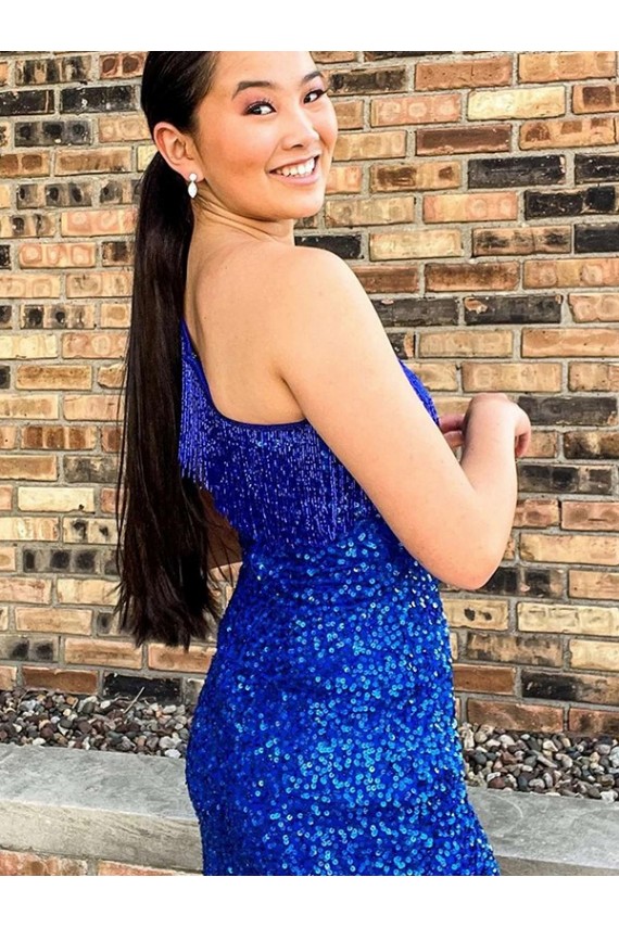 Discount Sleeveless Royal Blue Sheath One Shoulder Homecoming Dresses Canada