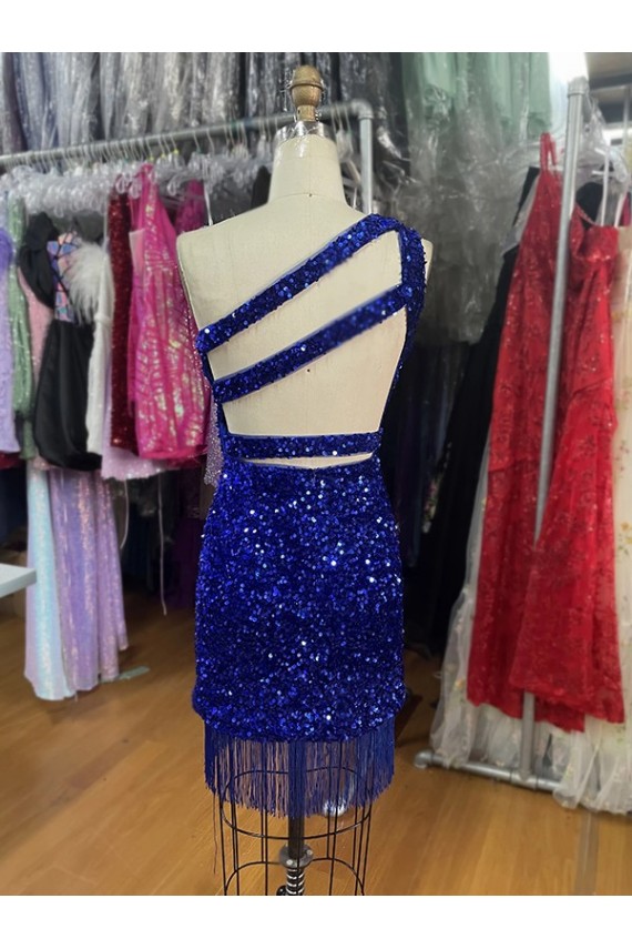 Discount Sleeveless Royal Blue Sheath One Shoulder Homecoming Dress Canada