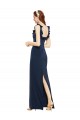 Discount Sleeveless Dark Navy Low Back Sheath Scoop Neck Prom Dress Canada