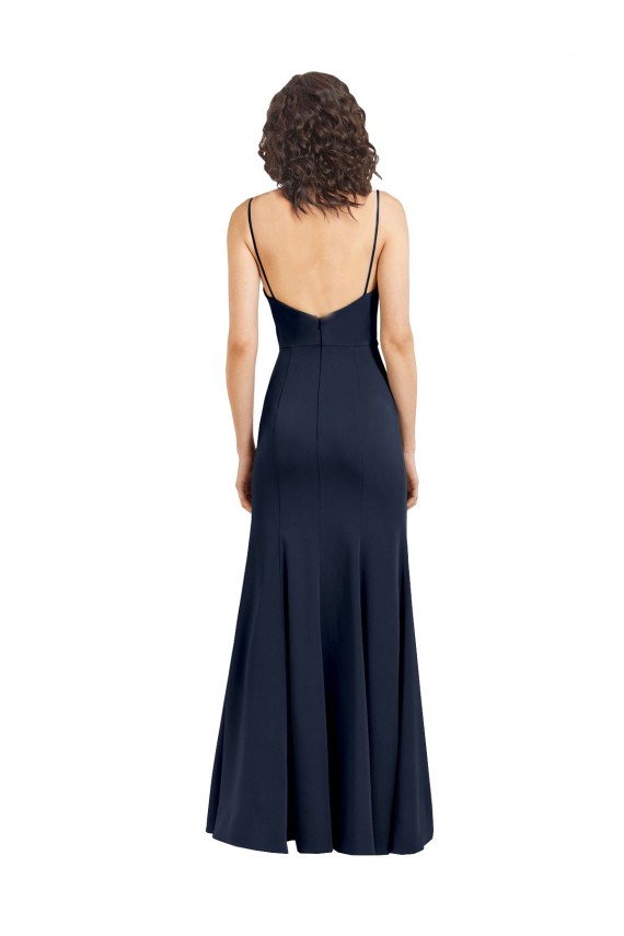 Discount Sleeveless Dark Navy Low Back Sheath High Neck Prom Dress Canada