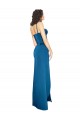 Discount Sleeveless Peacock Blue Low Back Sheath Spaghetti Straps Prom Dress Canada
