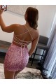 Discount Sleeveless Hot Pink Sheath Spaghetti Straps Velvet Sequin Prom Dress Canada